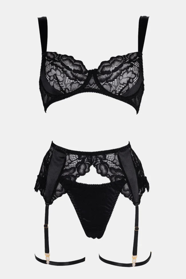 Valora Black Lace Lingerie Set